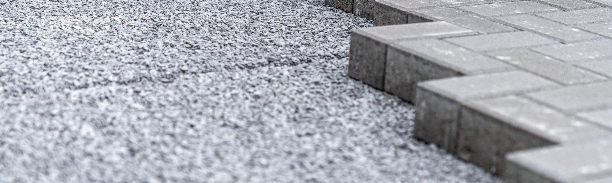 construction of a sidewalk from concrete blocks.